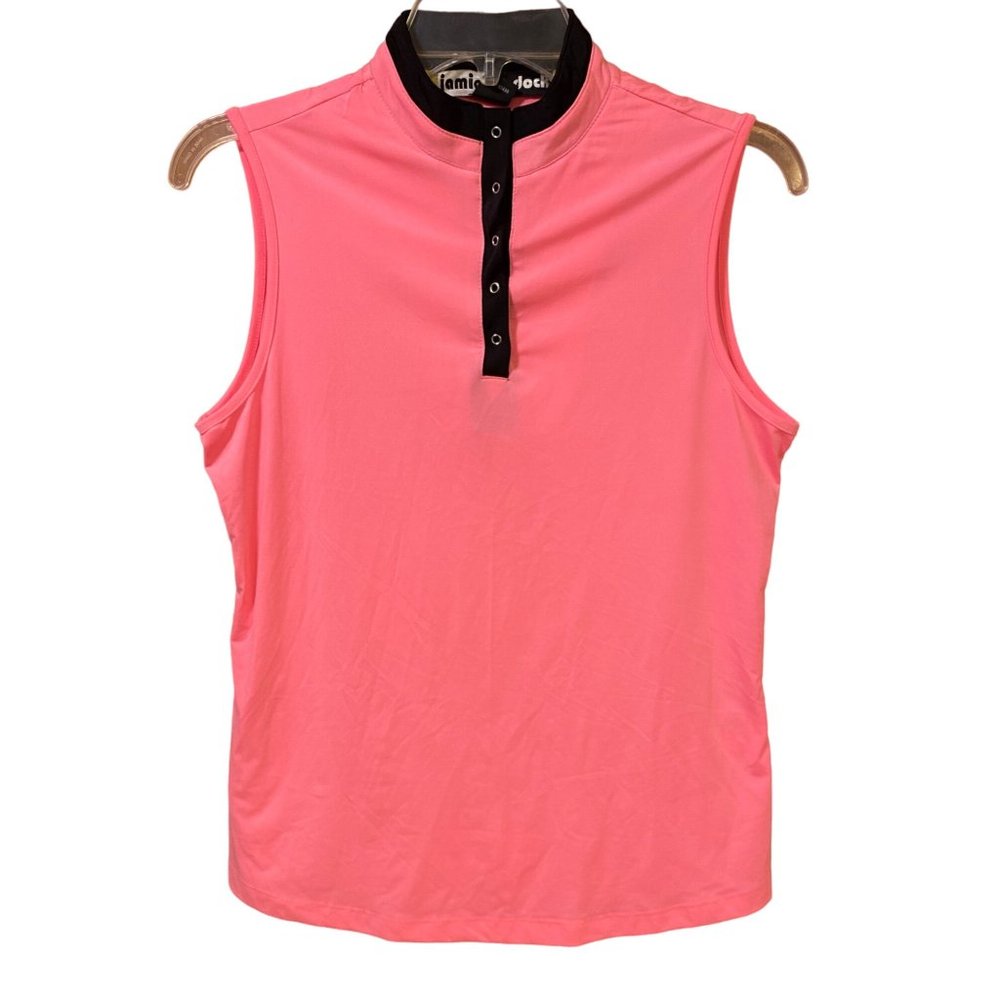 Jamie Sadock Women's Small 1/2 Button Sleeveless Top Pink Black